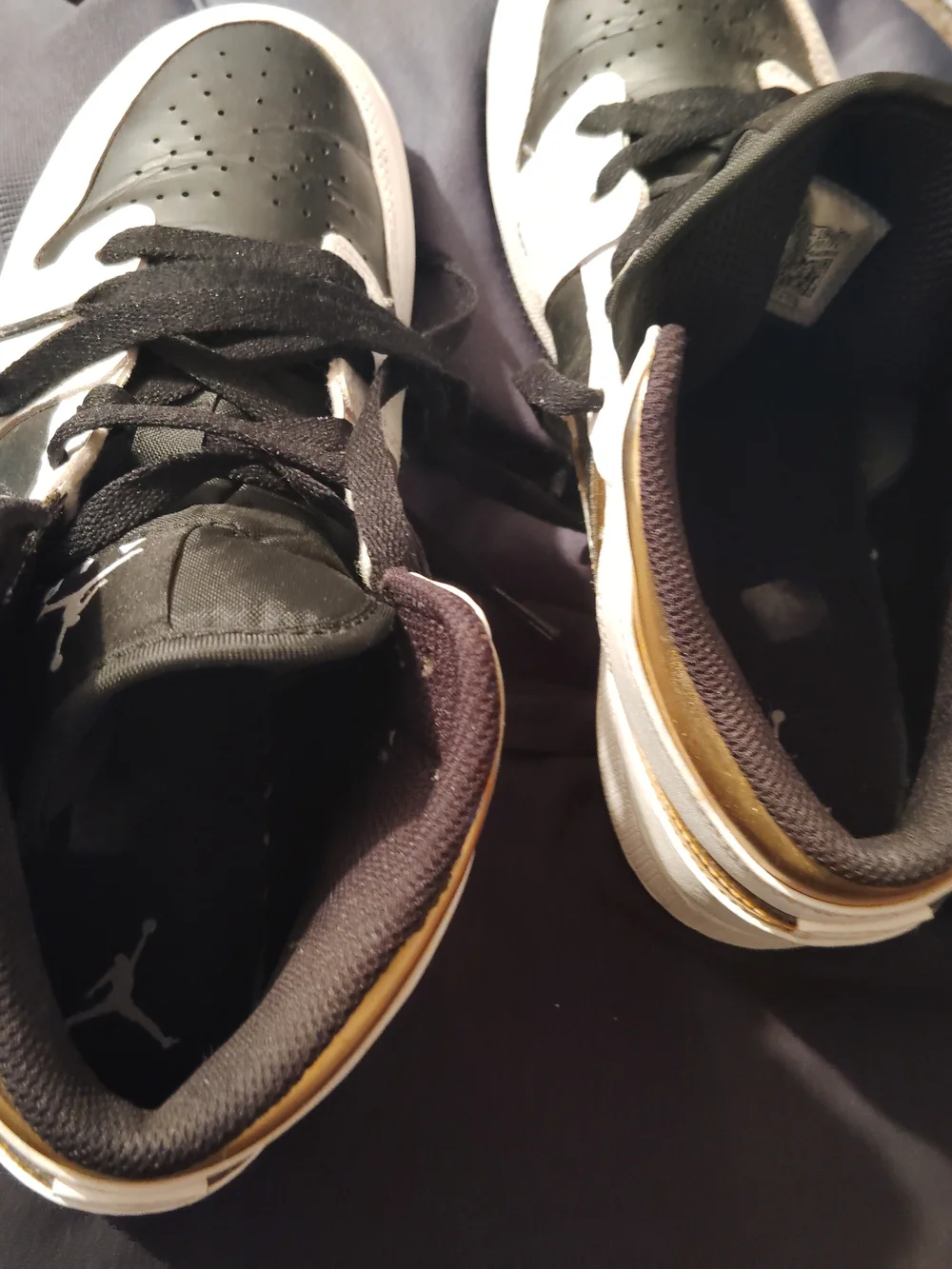 Boys Black and White High-Top Sneakers with Gold Accent Size 6.5